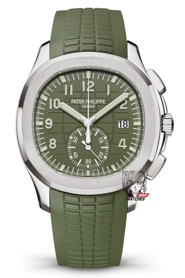 Patek Philippe Aquanaut Series 5968G-010, Khaki Green Dial, 42.2mm size.