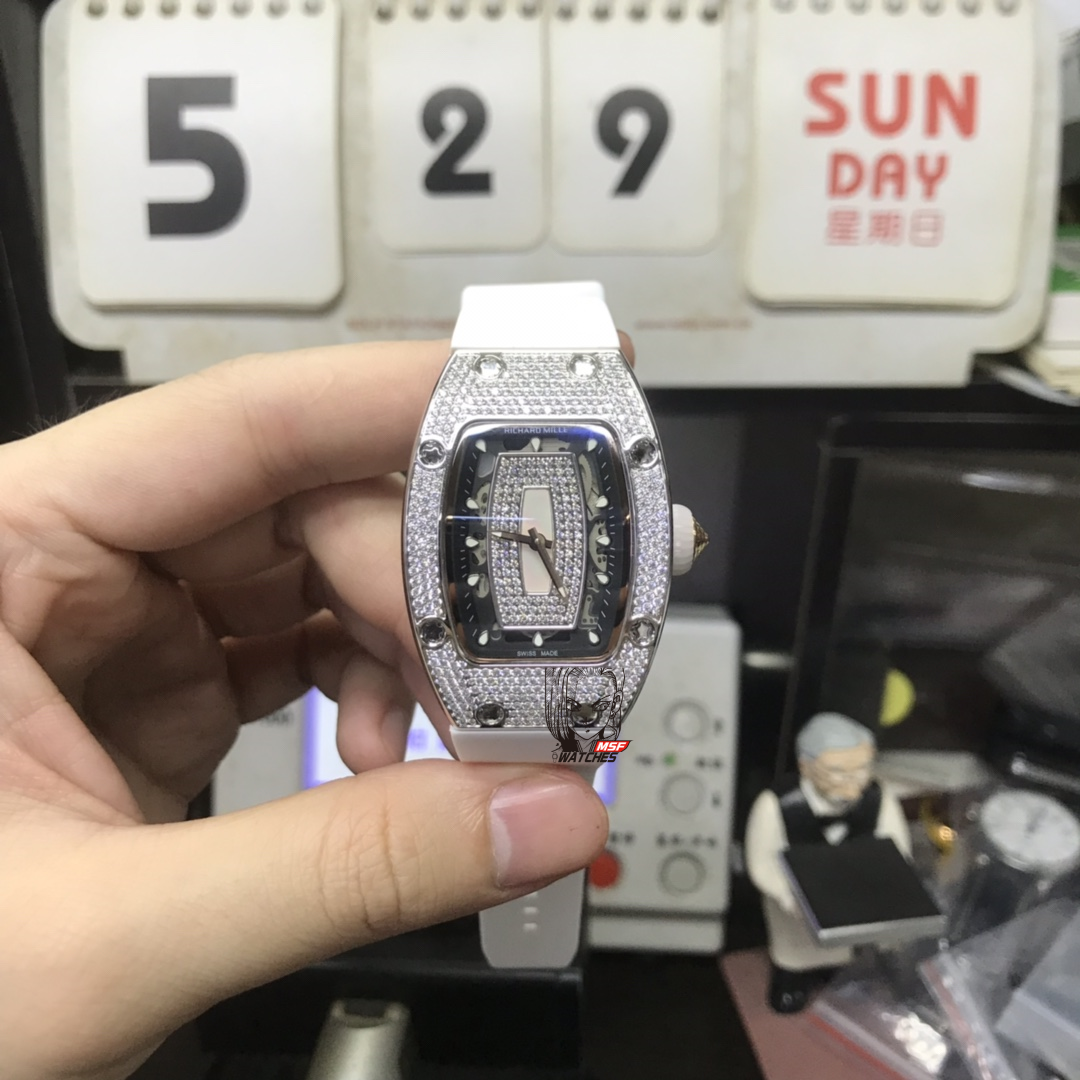 Richard Mille Women's Collection series RM 07-01 LADIES, Red Lips Fully Diamond-Set, 45.66 x 31.40mm size.