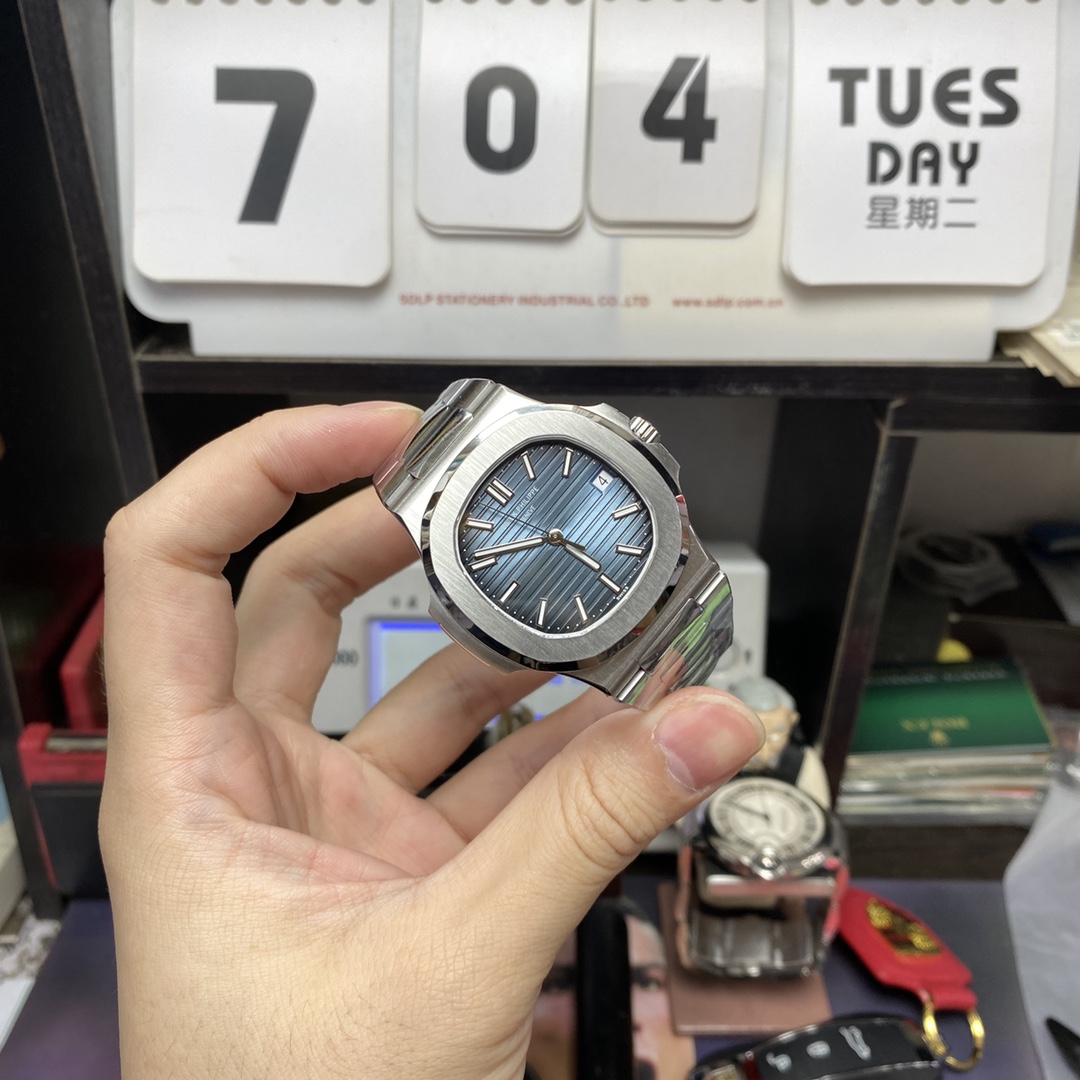 Patek Philippe Nautilus series 57111A 010, Stainless Steel Case Grey-Blue Dial Stainless Steel Bracelet, 40mm Size.