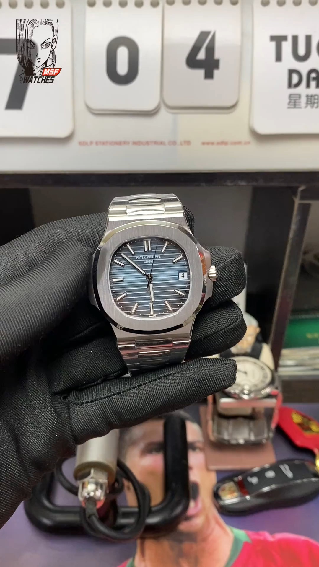 Patek Philippe Nautilus series 57111A 010, Stainless Steel Case Grey-Blue Dial Stainless Steel Bracelet, 40mm Size.