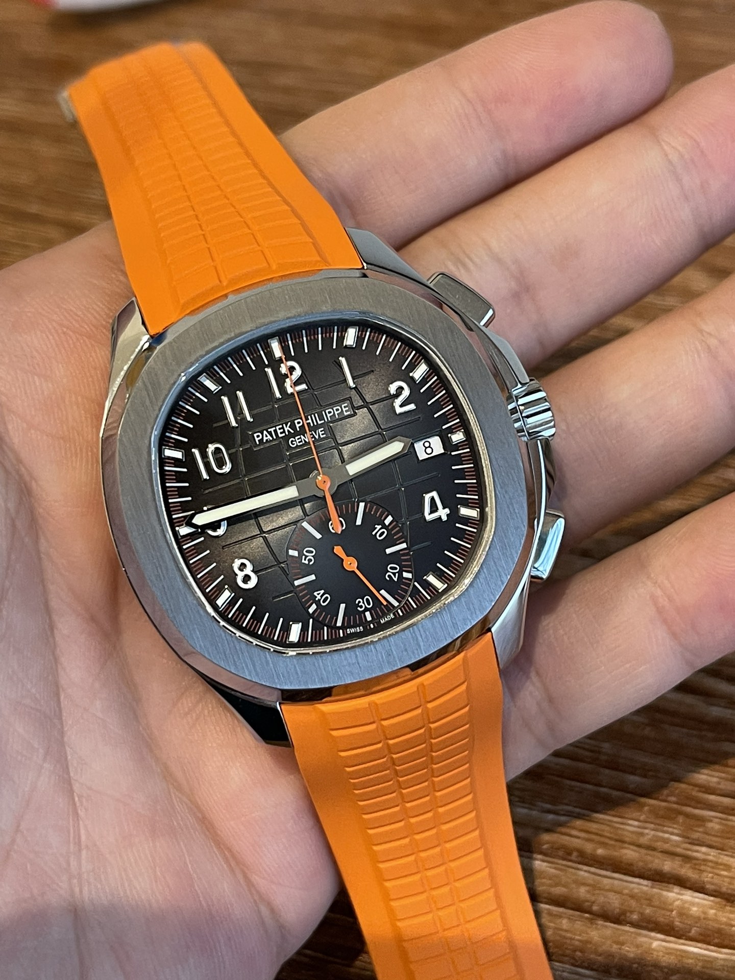 Patek Philippe Aquanaut Series 5968A-001, Brown Dial Dial, 42.2mm size.