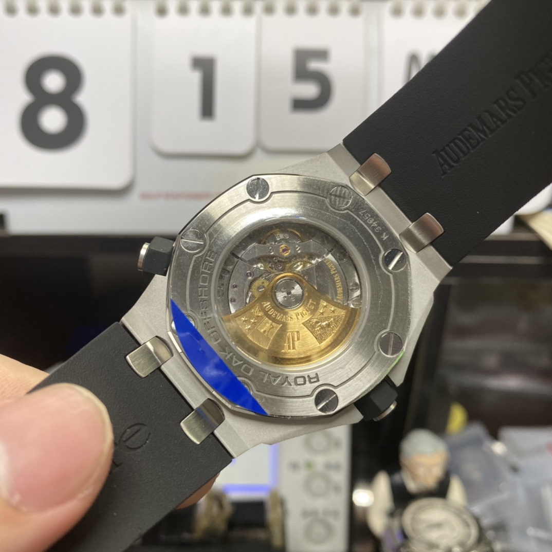 Audemars Piguet Royal Oak Offshore Series 15710ST.OO.A002CA.01, Black Transparent Caseback, 42mm Size.