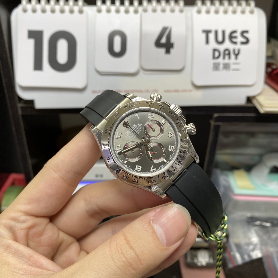 Rolex Cosmograph Daytona Series 116519-0104, Grey Dial with Red Hands Roman Numerals, 40mm size.