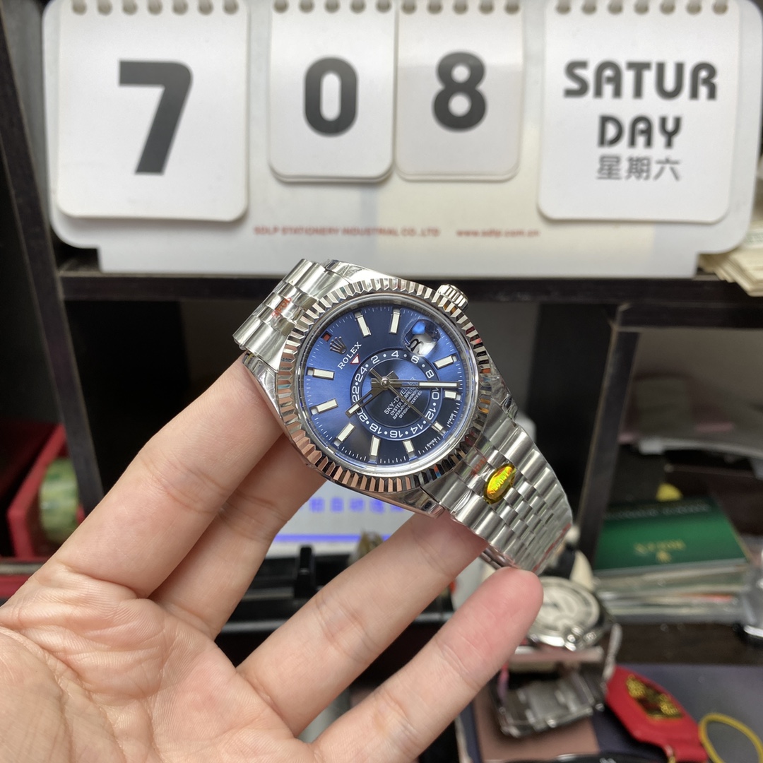 Rolex Explorer II Sky-Dweller series m326934-0004 ,Blue Dial Steel Bracelet ,Full Calendar Month Dual Time Zone Synchronized function, 42mm size.