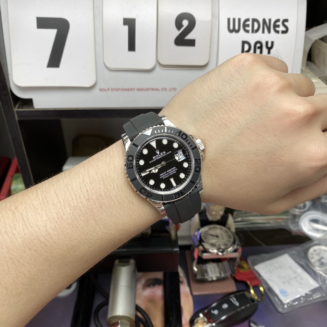 Rolex Yacht-Master Series m226659-0002, Platinum with Black Dial Black Ceramic Bezel, 42mm Size.