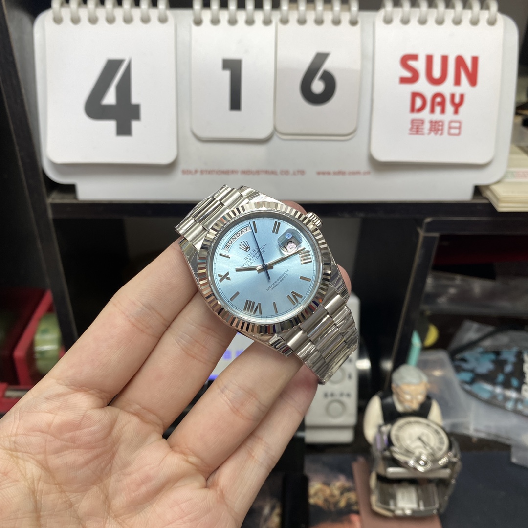 Rolex Day-Date series M228236-0012, Ice Blue Dial Roman Numeral Hour Markers, Day-Date Functions, 40mm Size.