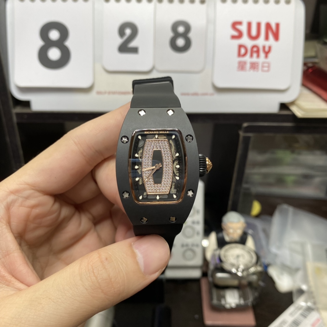 Richard Mille Women's Collection series RM07-01, Red Lips Black Ceramic Case, 45.66 x 31.40mm size.