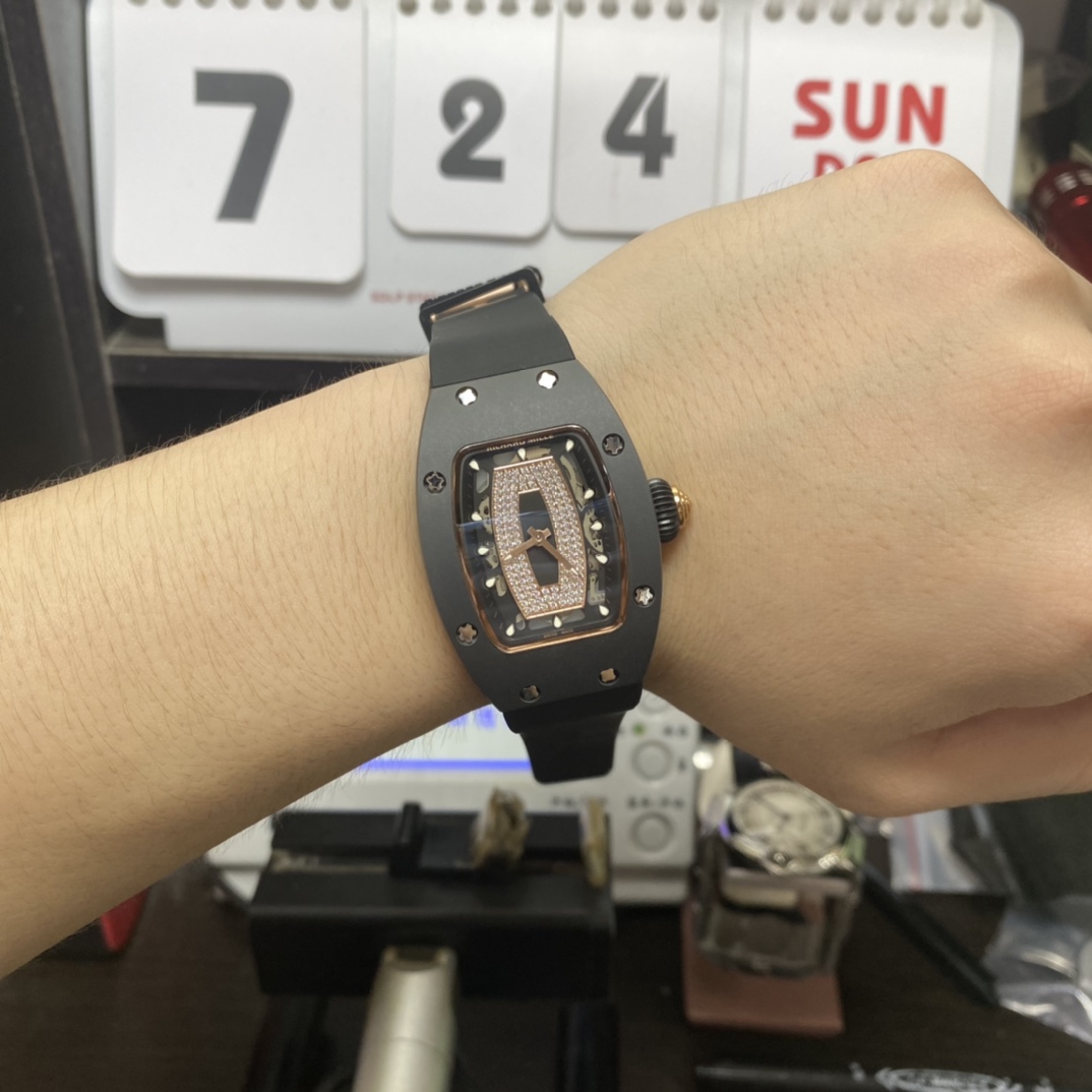 Richard Mille Women's Collection series RM07-01, Red Lips Black Ceramic Case, 45.66 x 31.40mm size.