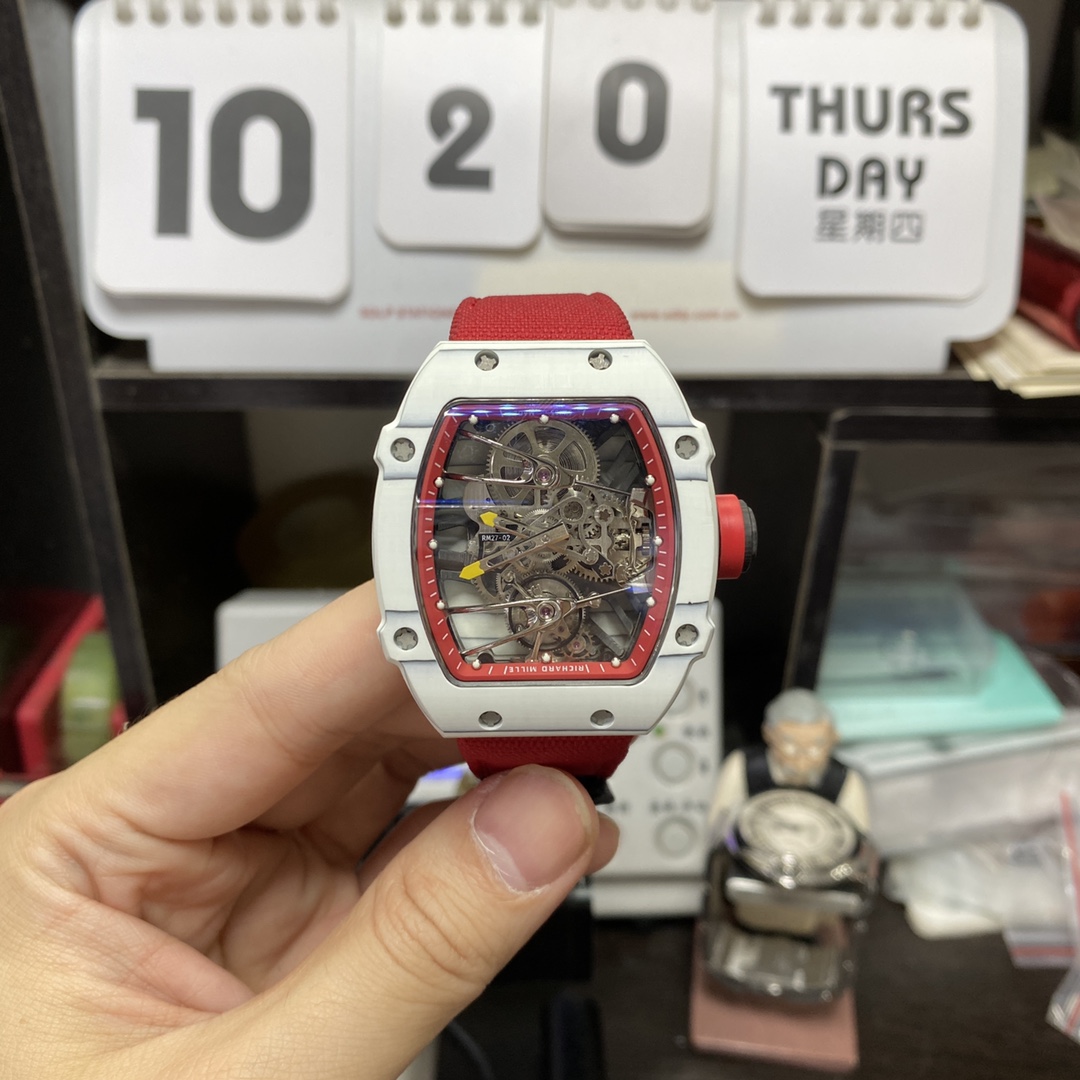 Richard Mille Men's Collection series RM27-02, Sapphire Crystal Nylon Strap and Titanium Buckle, 47.77×39.7 size.
