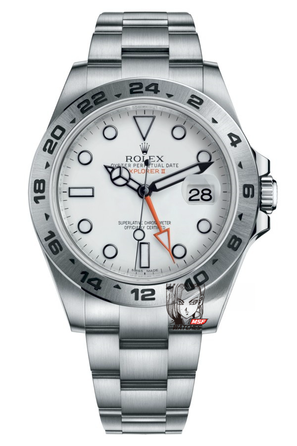 Rolex Explorer II GMT series m216570-0001, white Dial, 42mm size, Stainless Steel Bracelet.