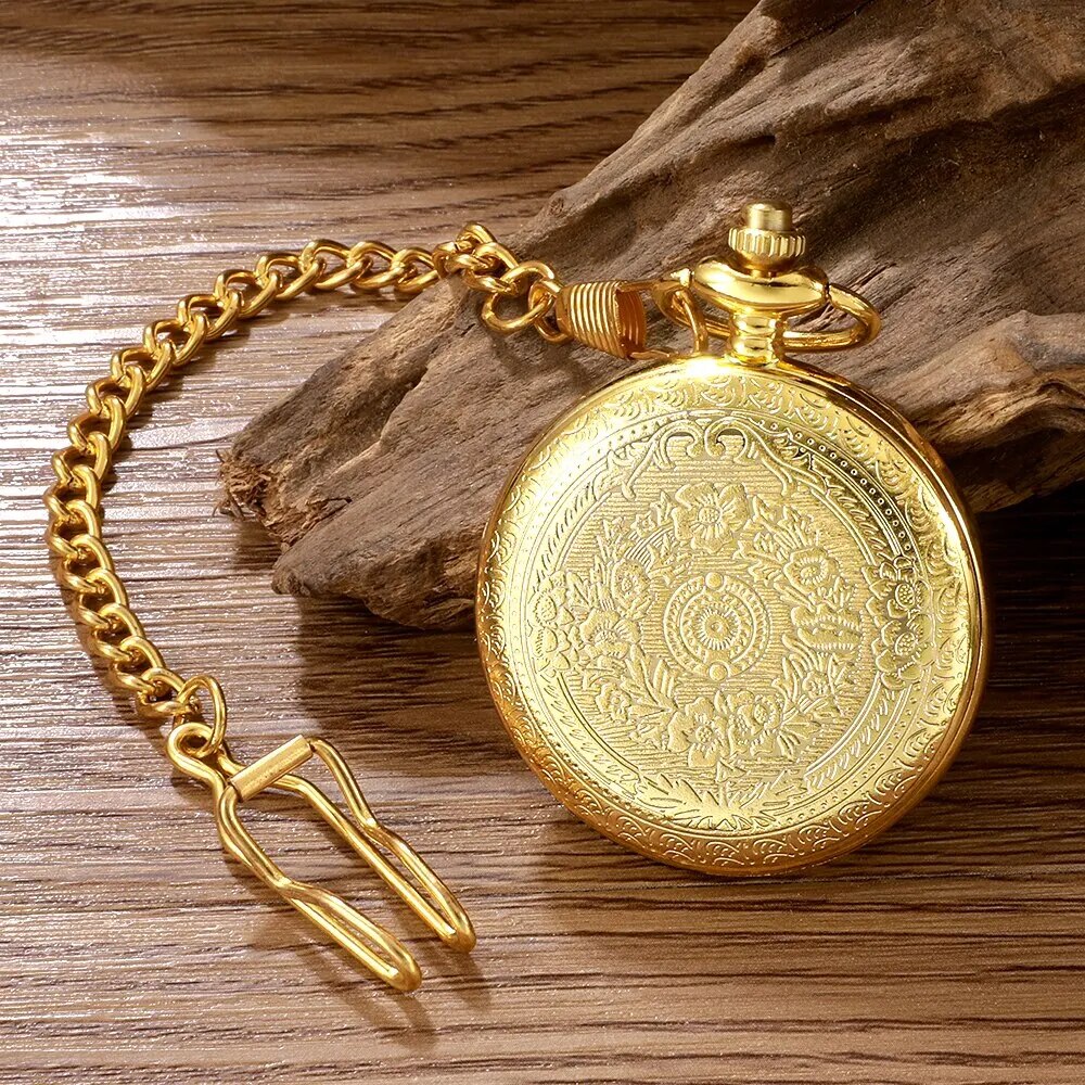 Antique Steampunk Vintage Roman Numerals Quartz Pocket Watch Multicolor Case Necklace Pendant Clock Chain Mens Women