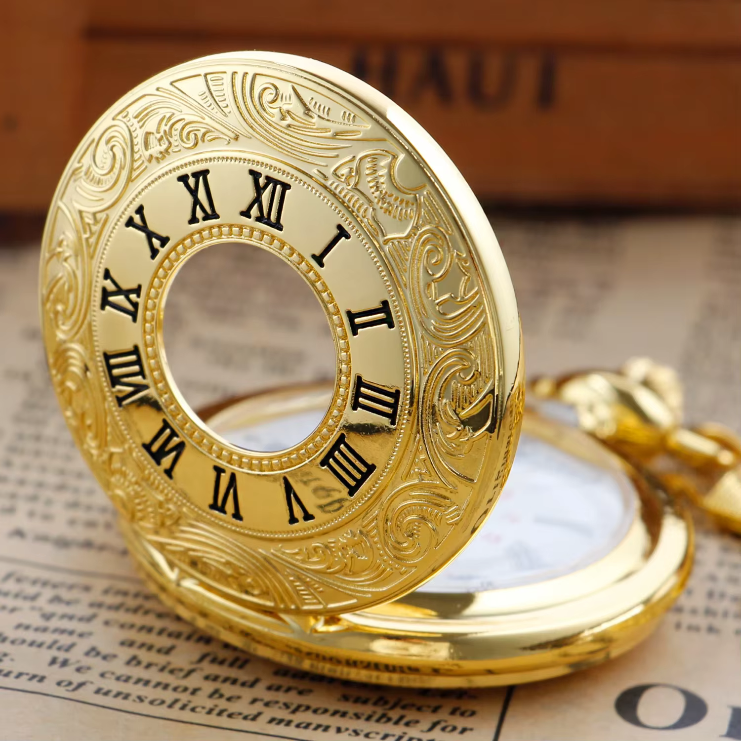 Luxury Gold Vintage Quartz Pocket Watch Steampunk Roman Numerals Scale Necklace Pocket FOB Watch Dropshipping
