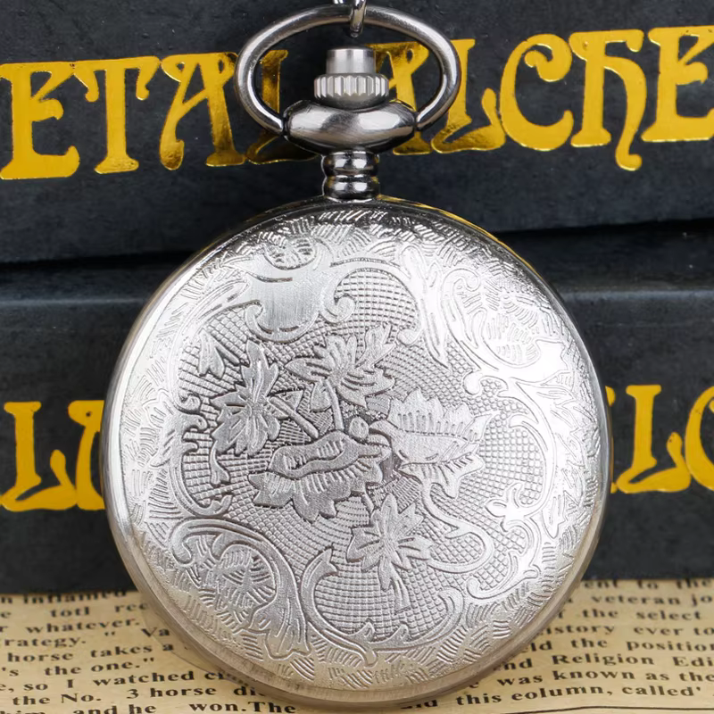 Quartz Pocket Watch Pendant Necklace Chain Retro Fob Watches Birthday Gift for Girl Children CF1358